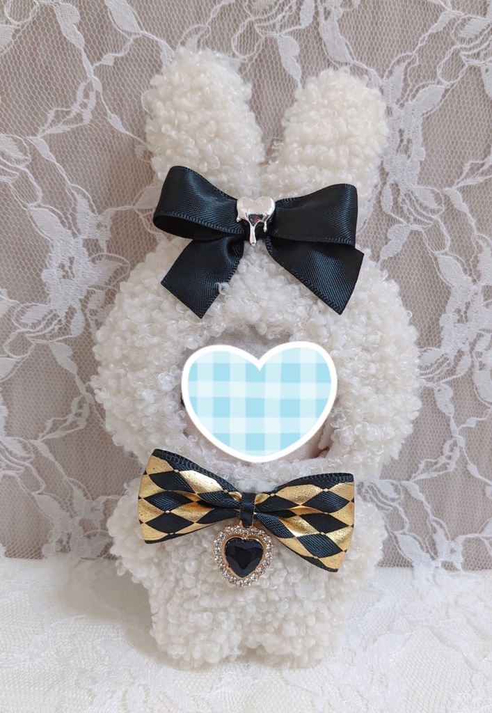 ぬい着ぐるみ♡白うさぎ♡カーニバル ブラックりぼん♡10～12cm用