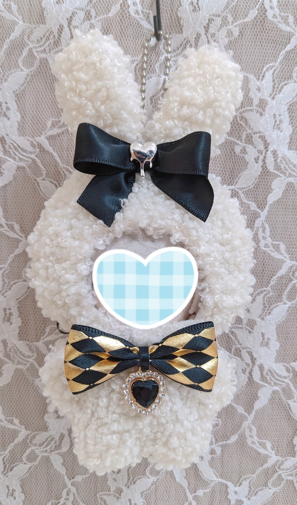 ぬい着ぐるみ♡白うさぎ♡カーニバル ブラックりぼん♡10~12cm用