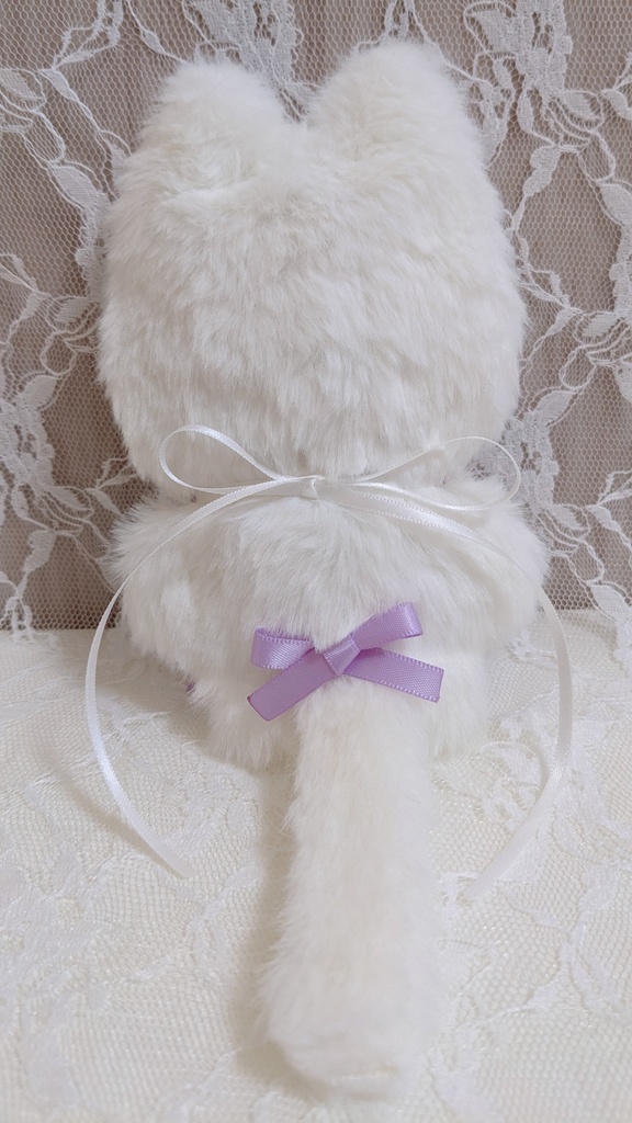 ぬい着ぐるみ♡白ねこ♡パープルりぼん♡10~12cm用
