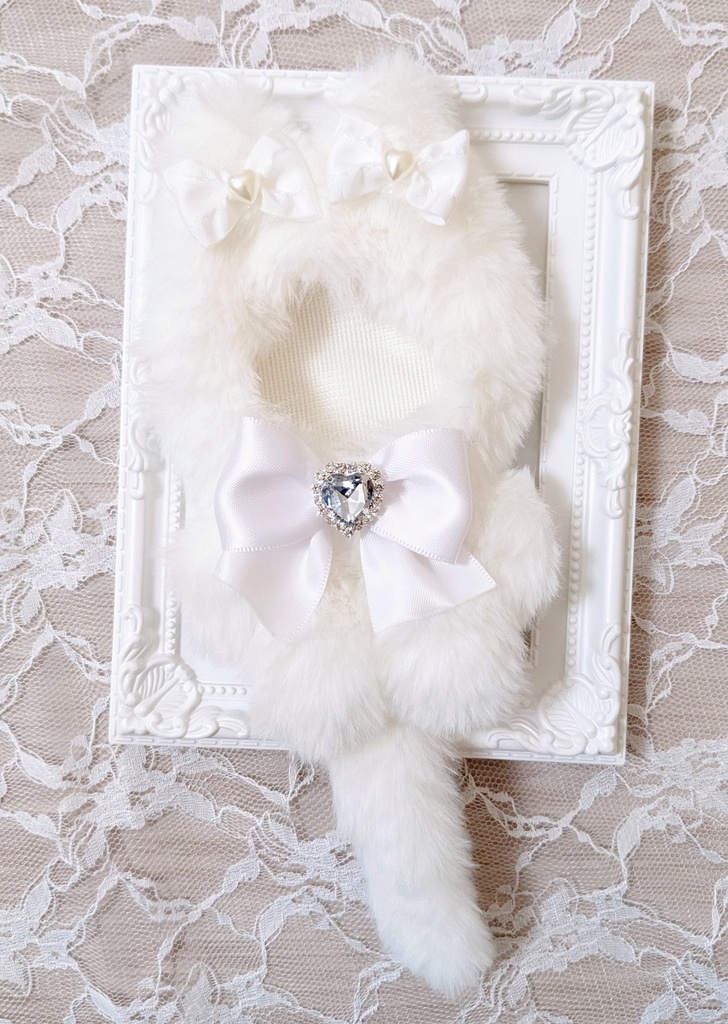 ぬい着ぐるみ♡白ねこ♡白りぼん♡10~12cm用
