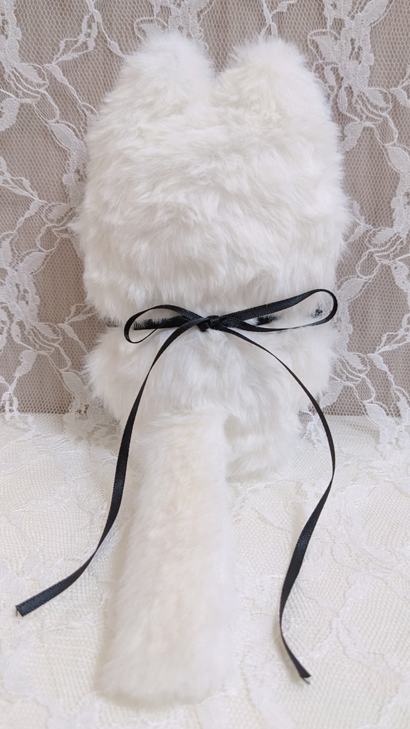 ぬい着ぐるみ♡白ねこ♡ブラックりぼん♡10~12cm用