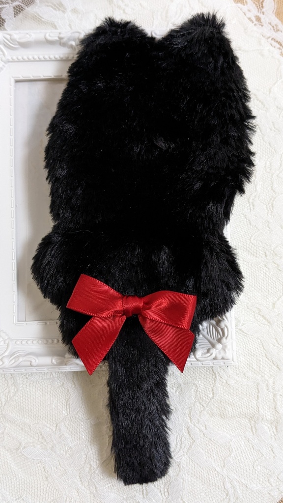 ぬい着ぐるみ♡黒ねこ♡赤×黒りぼん♡10~12cm用