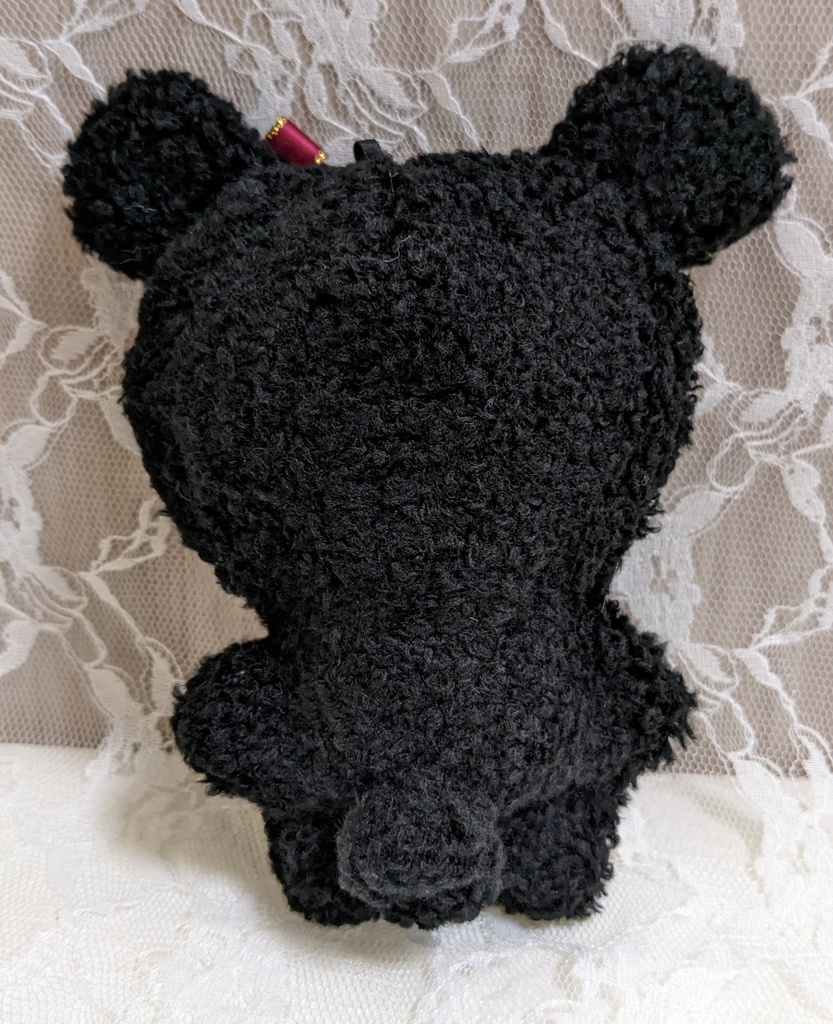 ぬい着ぐるみ♡黒くま♡ワインレッドりぼん♡10~12cm用