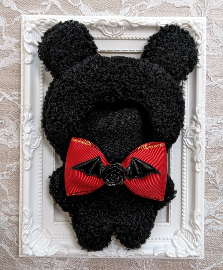 ぬい着ぐるみ♡黒くま♡赤りぼん×ヴァンパイア♡10~12cm用
