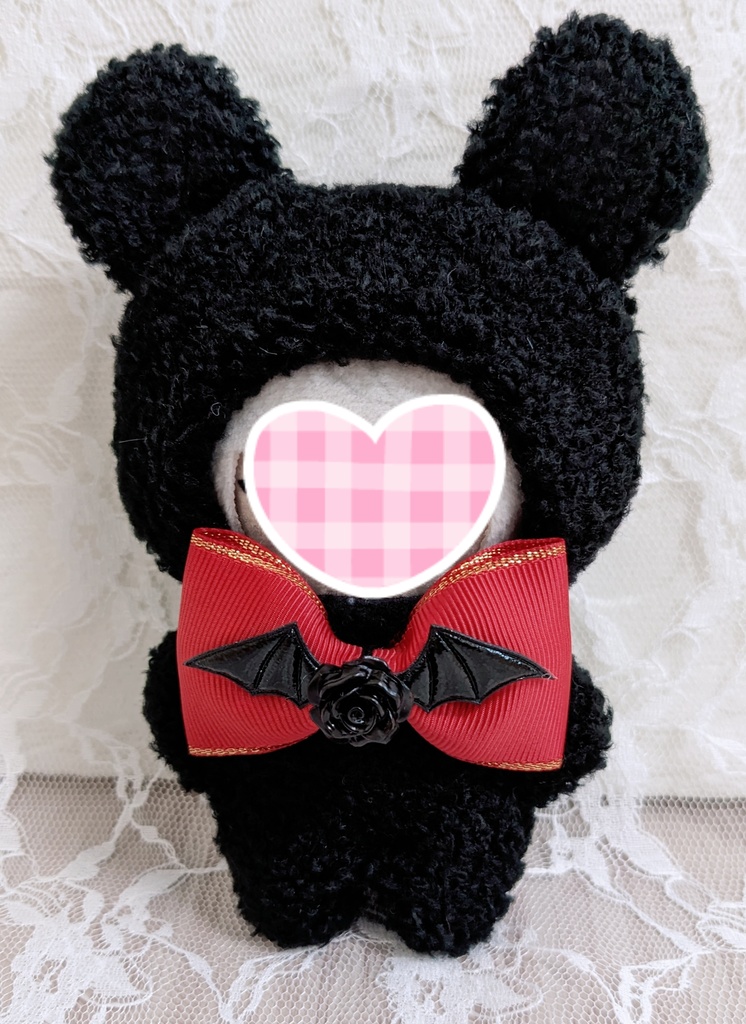 ぬい着ぐるみ♡黒くま♡赤りぼん×ヴァンパイア♡10~12cm用