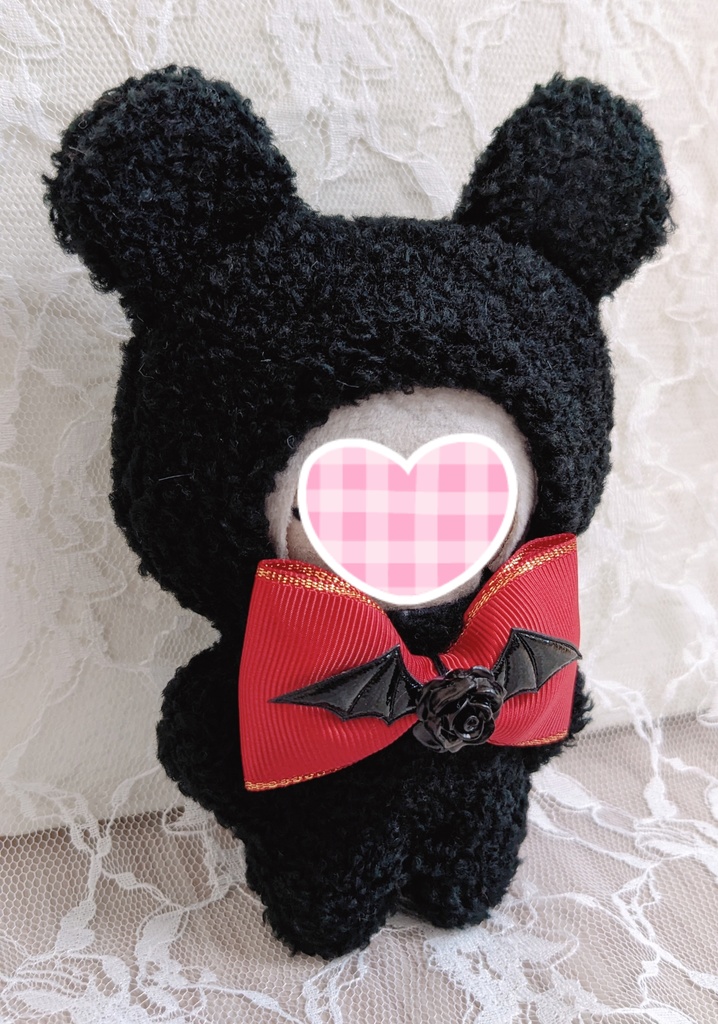 ぬい着ぐるみ♡黒くま♡赤りぼん×ヴァンパイア♡10~12cm用