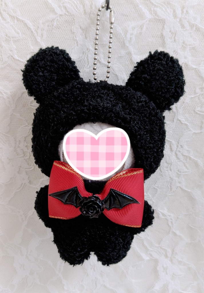 ぬい着ぐるみ♡黒くま♡赤りぼん×ヴァンパイア♡10~12cm用