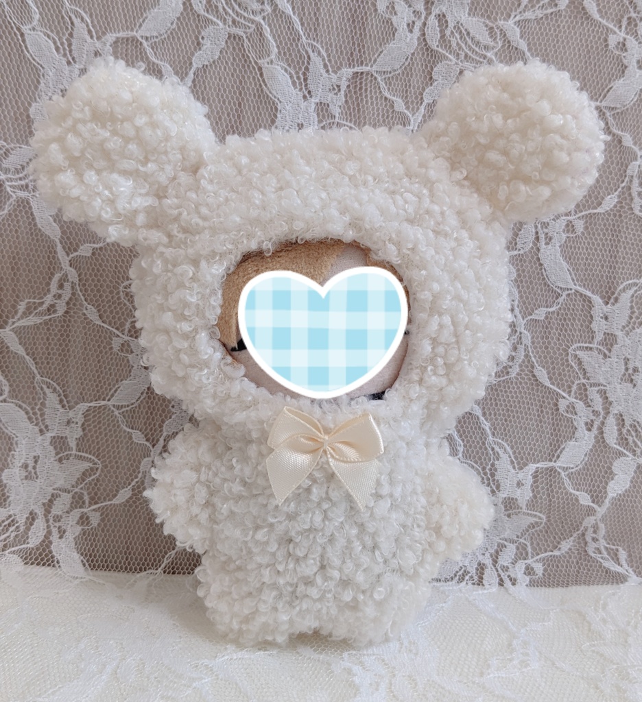 ぬい着ぐるみ♡白くま♡白シンプルりぼん♡10~12cm用