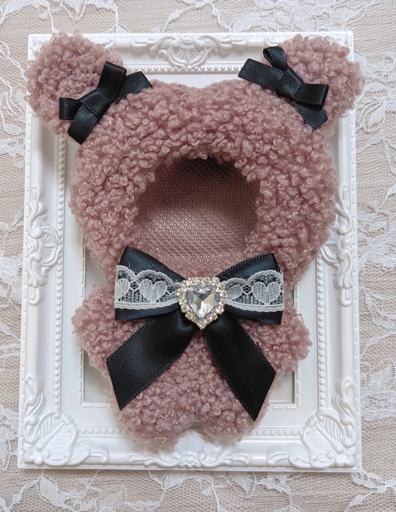 ぬい着ぐるみ♡くすみ紫くま♡黒りぼん♡10~12cm用