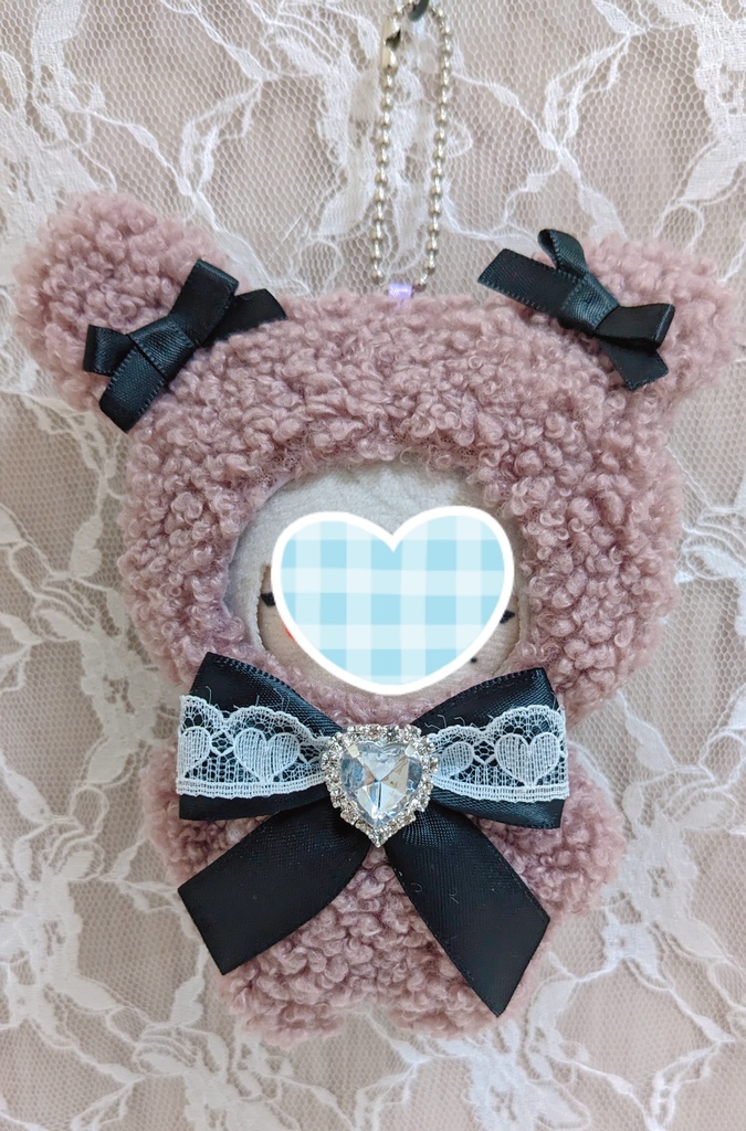 ぬい着ぐるみ♡くすみ紫くま♡黒りぼん♡10~12cm用