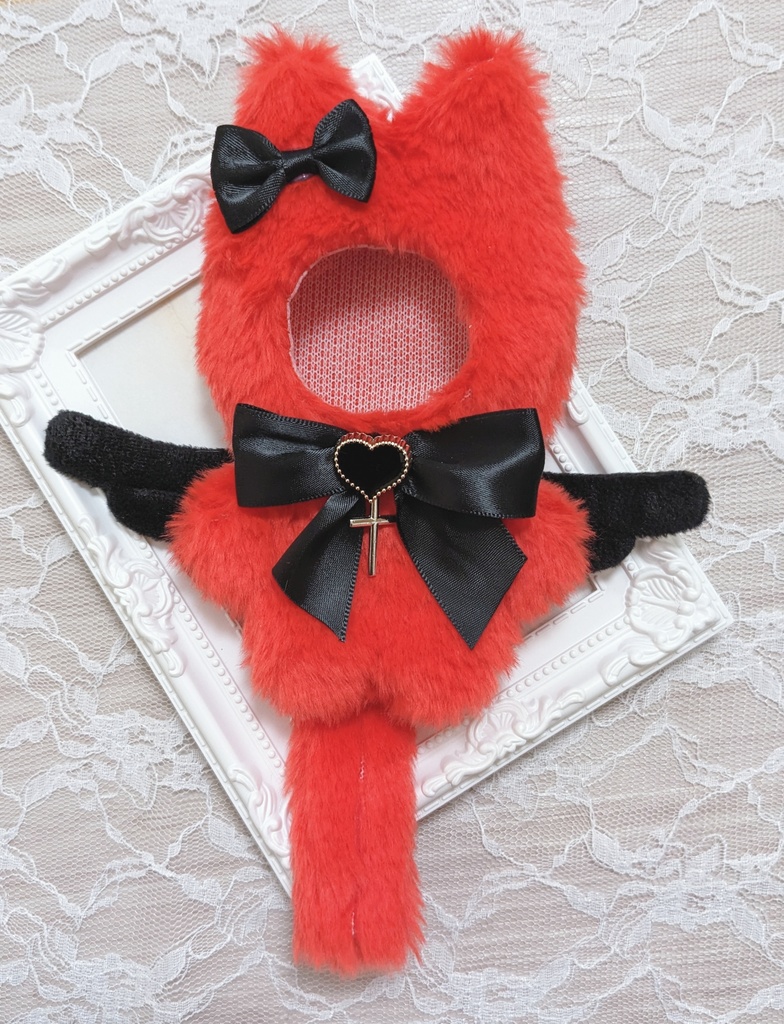 ぬい着ぐるみ♡イマジナリーキャット赤♡黒天使♡10~12cm用