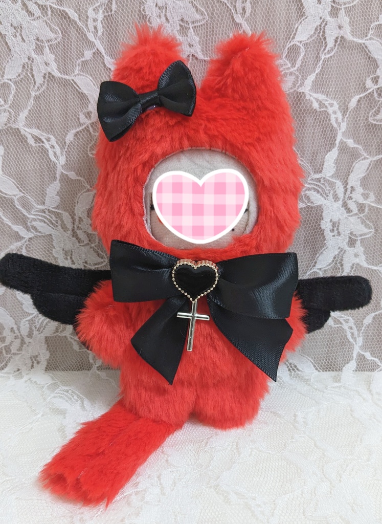 ぬい着ぐるみ♡イマジナリーキャット赤♡黒天使♡10～12cm用