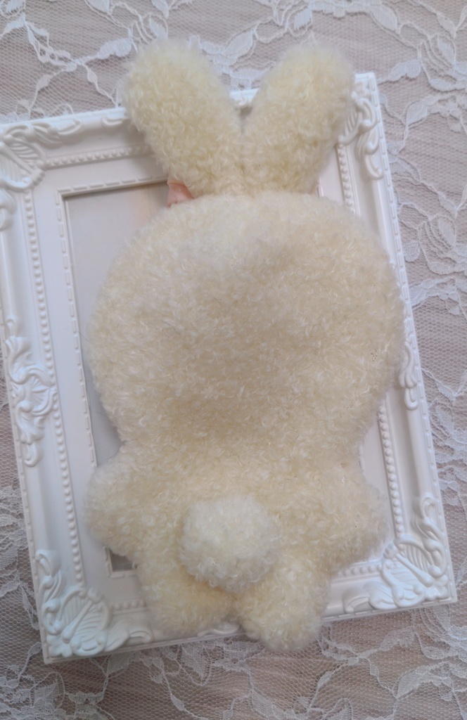 ぬい着ぐるみ♡アイボリーうさぎさん×ピンクリボン♡10~12cm用