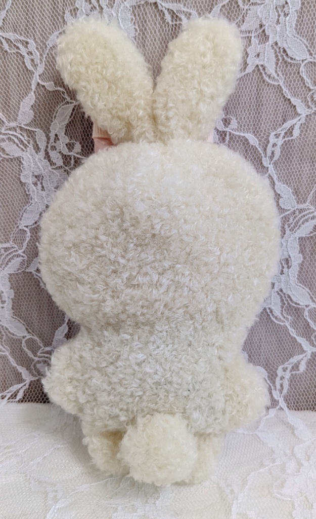 ぬい着ぐるみ♡アイボリーうさぎさん×ピンクリボン♡10~12cm用