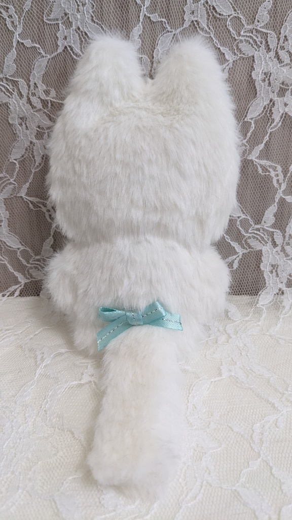 ぬい着ぐるみ♡白ねこさん×ブルーグリーンリボン♡10~12cm用