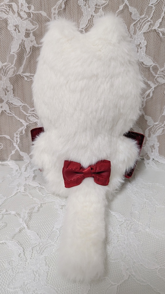 ⑥ぬい着ぐるみ♡白ネコ×ボルドーりぼん♡10~12cm用