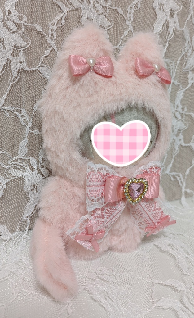 ⑦ぬい着ぐるみ♡ピンクネコ×ピンクりぼん♡10~12cm用