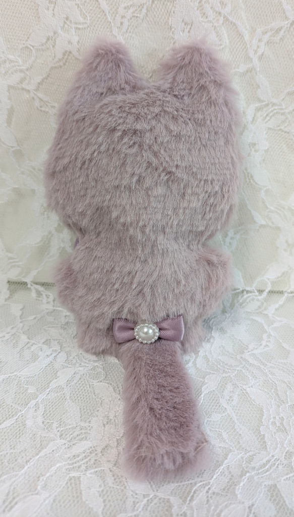 ⑨ぬい着ぐるみ♡くすみパープルネコ×パープルりぼん♡10~12cm用