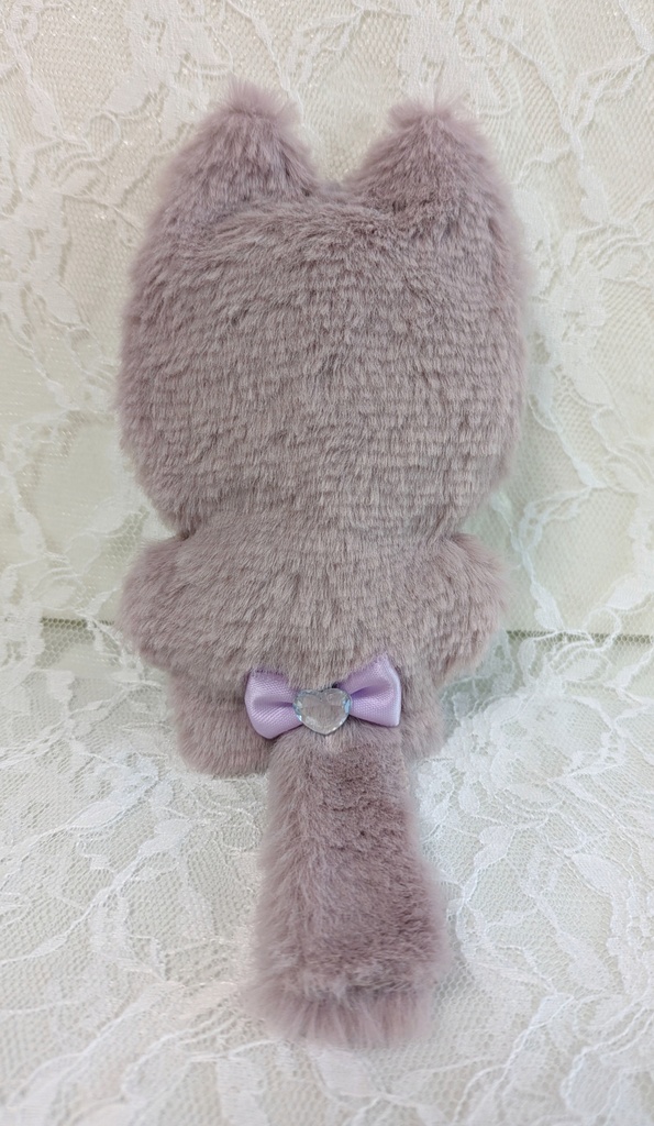 ⑩ぬい着ぐるみ♡くすみパープルネコ×紫&白りぼん♡10~12cm用