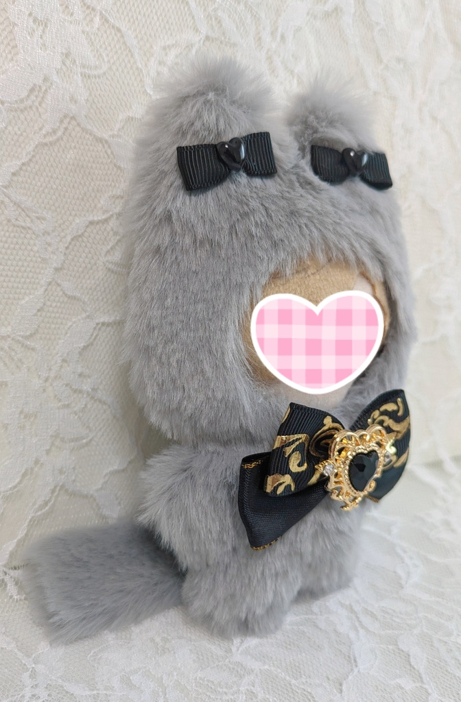 ⑪ぬい着ぐるみ♡グレーネコ×黒りぼん♡10~12用