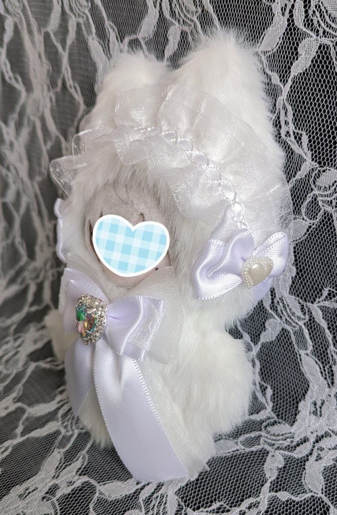 ⑬ぬい着ぐるみ♡白ネコ×白ヘッドドレス♡10~12cm用