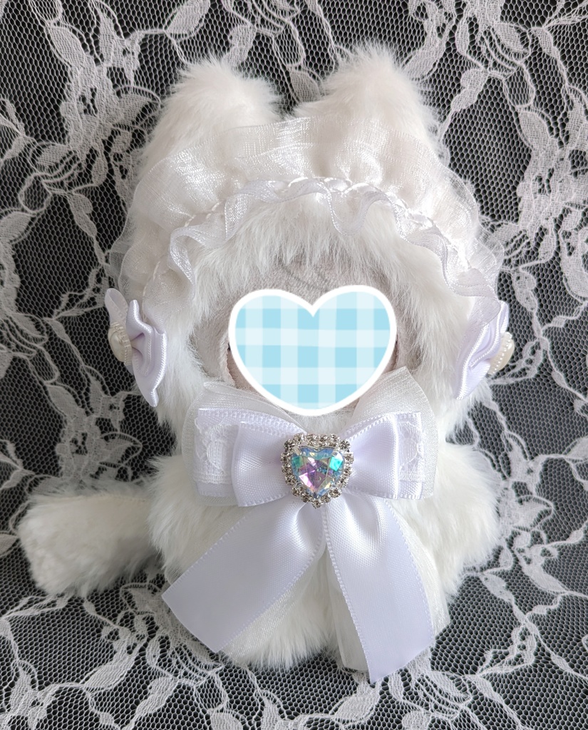 ⑬ぬい着ぐるみ♡白ネコ×白ヘッドドレス♡10～12cm用