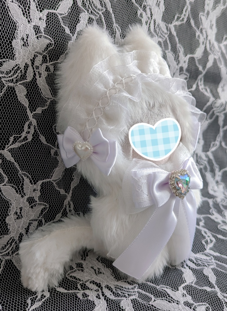 ⑬ぬい着ぐるみ♡白ネコ×白ヘッドドレス♡10~12cm用