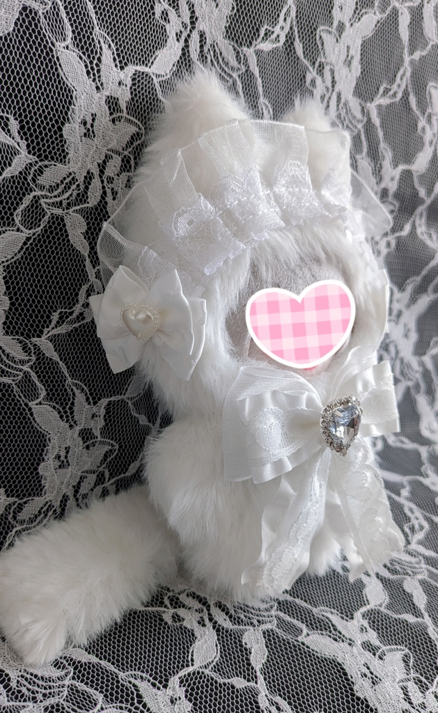 ⑭ぬい着ぐるみ♡白ネコ×白ヘッドドレス♡10~12cm用
