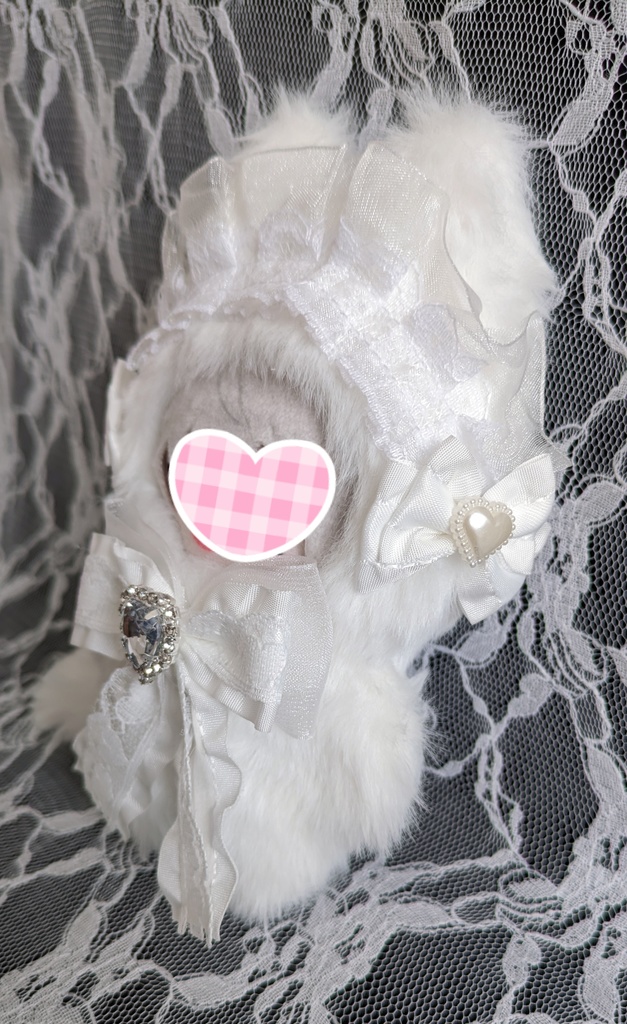 ⑭ぬい着ぐるみ♡白ネコ×白ヘッドドレス♡10~12cm用
