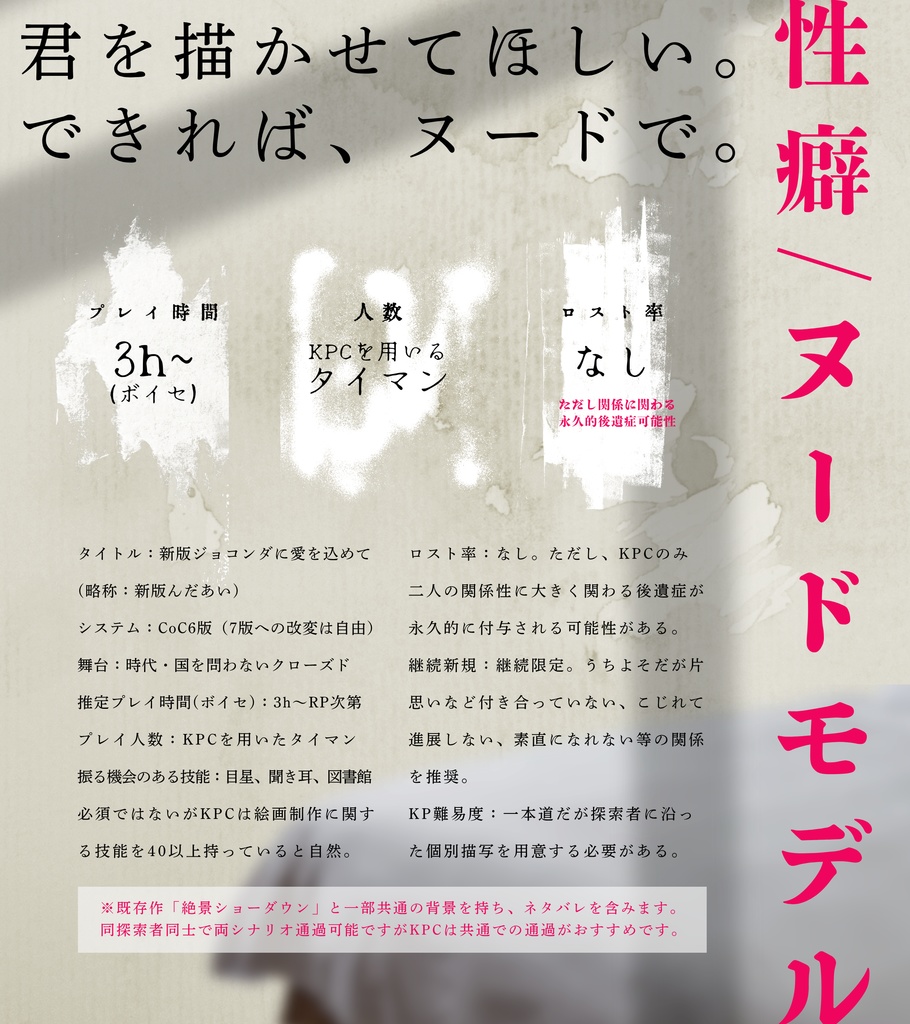 【CoCシナリオ】「新版/ジョコンダに愛を込めて」SPLL:E191494