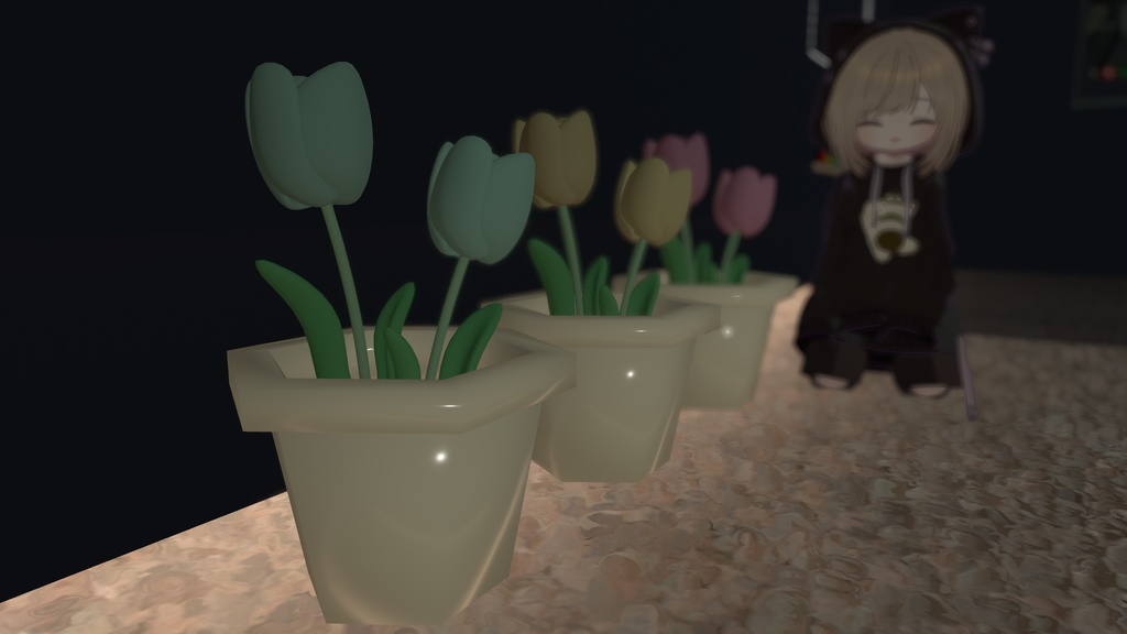 【VRChat想定】ぷっくりチューリップ(3色セット)