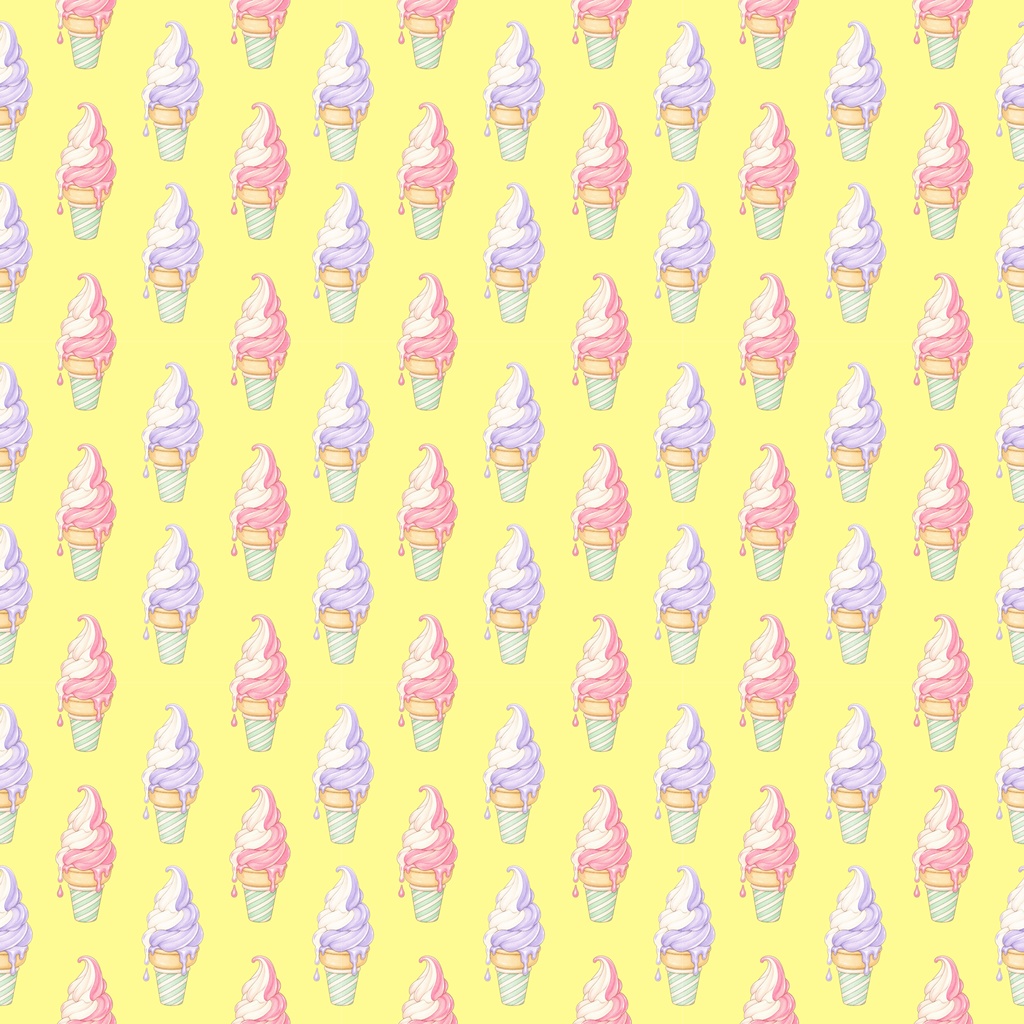 溶けたソフトクリームのイラストのデジタルペーパー　Melted Soft Serve 
