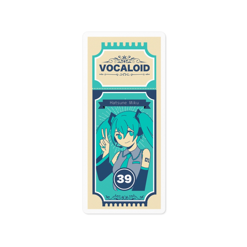 VOCALOID No.39 初音ミク レトロチケットステッカー