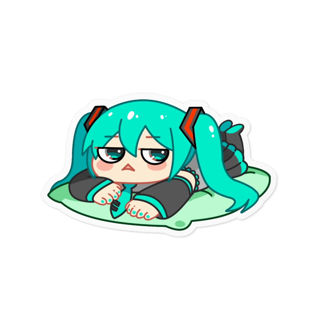 【だる寝ミク】 ステッカー 脱力系ゆるキャラ風