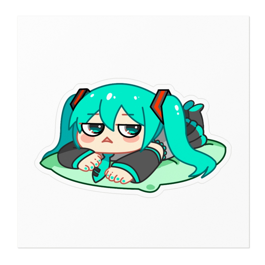 【だる寝ミク】 ステッカー 脱力系ゆるキャラ風