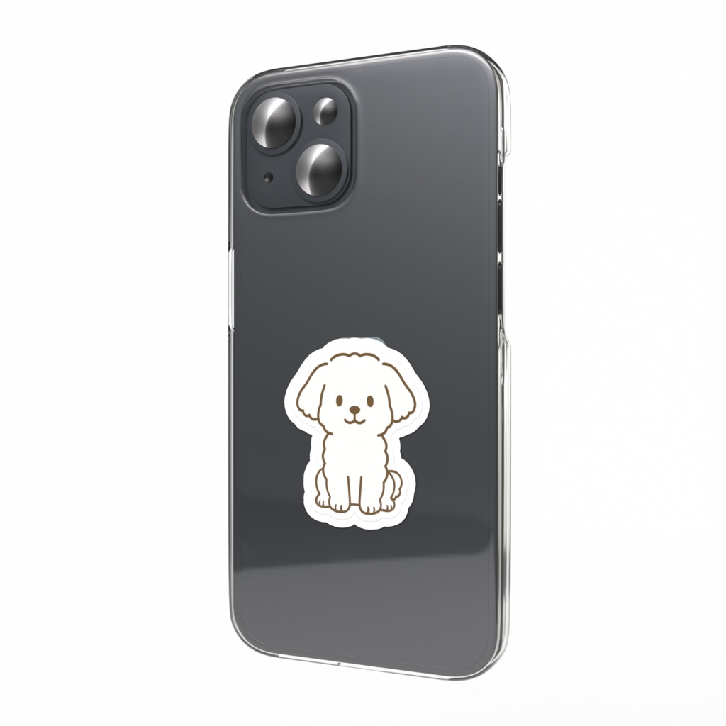 スマホステッカー　おすわりマルチーズ
