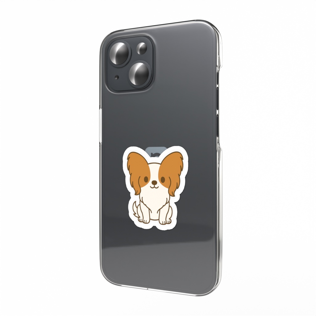 スマホステッカー おすわりパピヨン