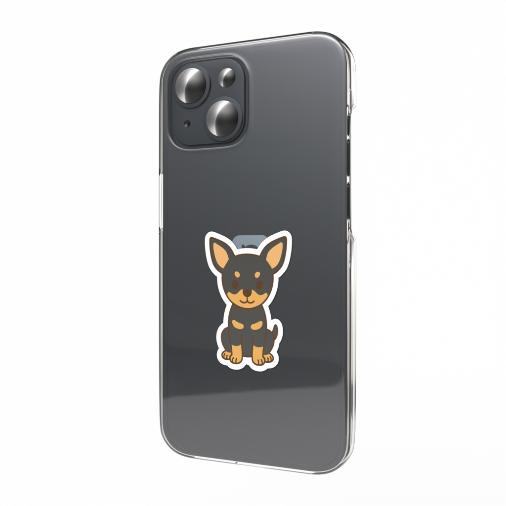 スマホステッカー おすわりミニピン