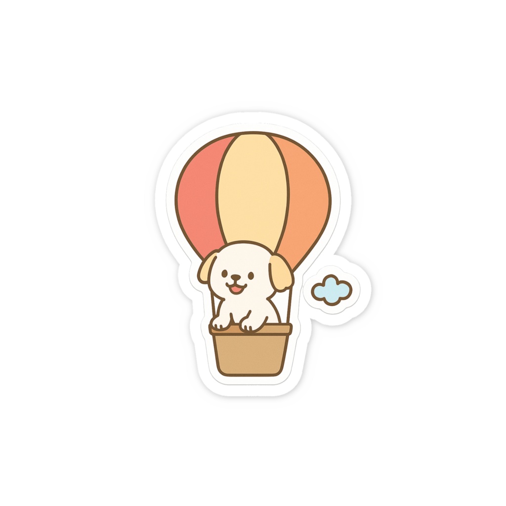 スマホステッカー シーズー気球の旅