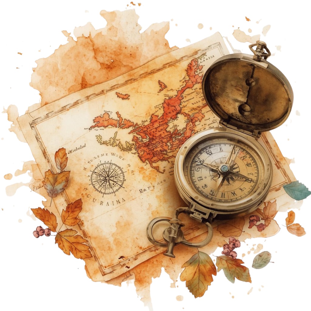 水彩画風 クリップアート秋の旅行 21枚セットPNG