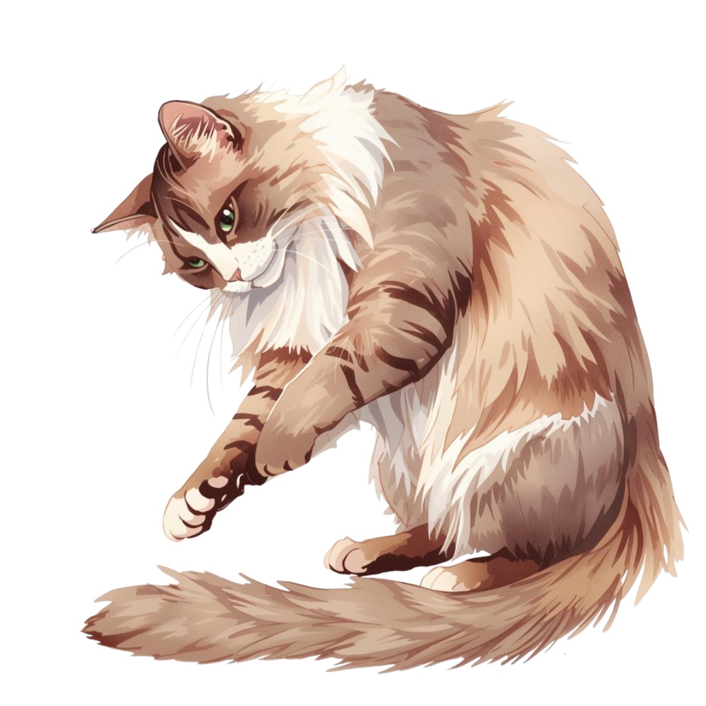 水彩画風 クリップアート猫 33枚セットPNG /Watercolor Style Cat Clipart Set – 33 PNG Images