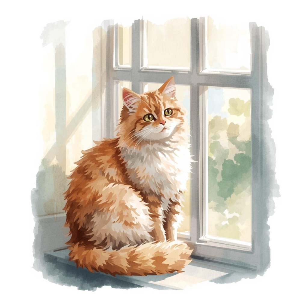 水彩画風 クリップアート猫 33枚セットPNG /Watercolor Style Cat Clipart Set – 33 PNG Images