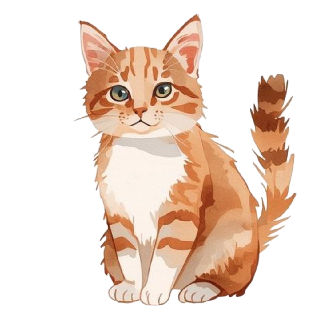 水彩画風 クリップアート猫 33枚セットPNG /Watercolor Style Cat Clipart Set – 33 PNG Images