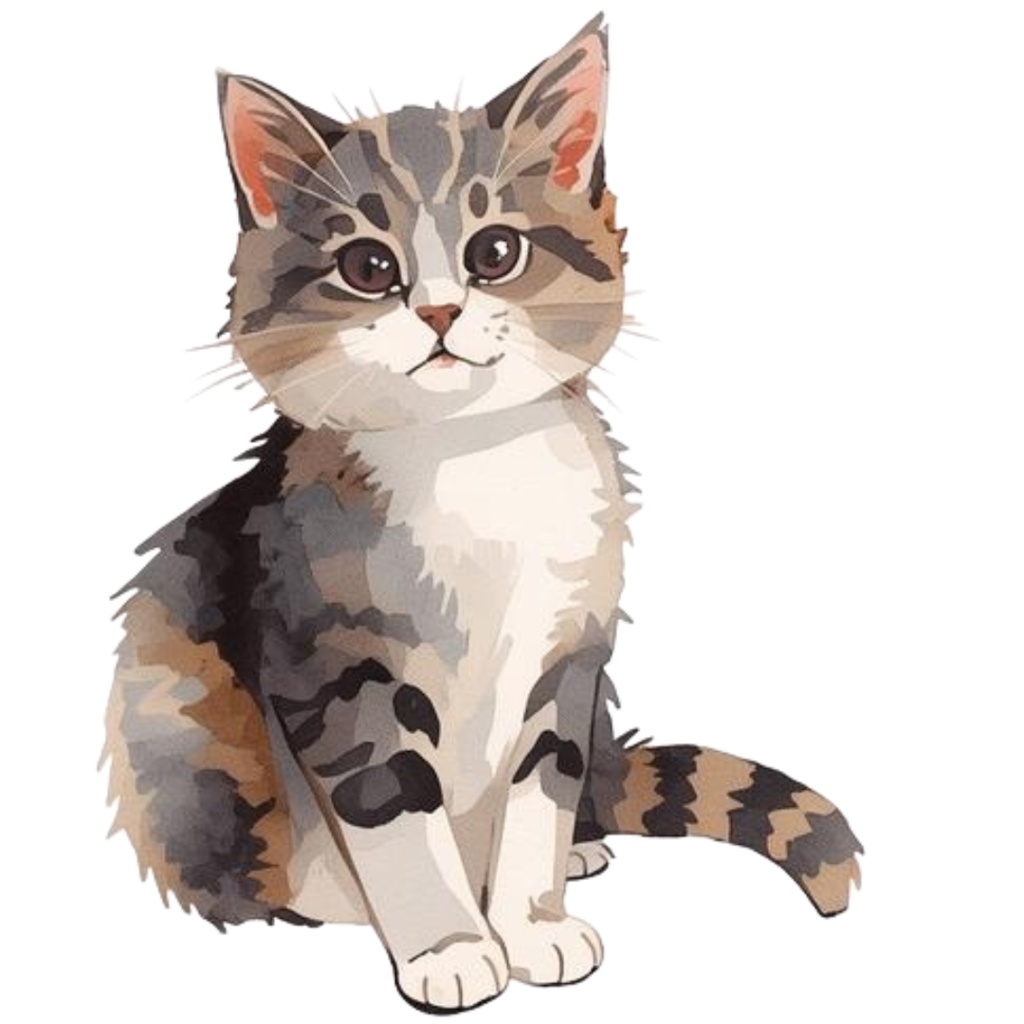 水彩画風 クリップアート猫 33枚セットPNG /Watercolor Style Cat Clipart Set – 33 PNG Images