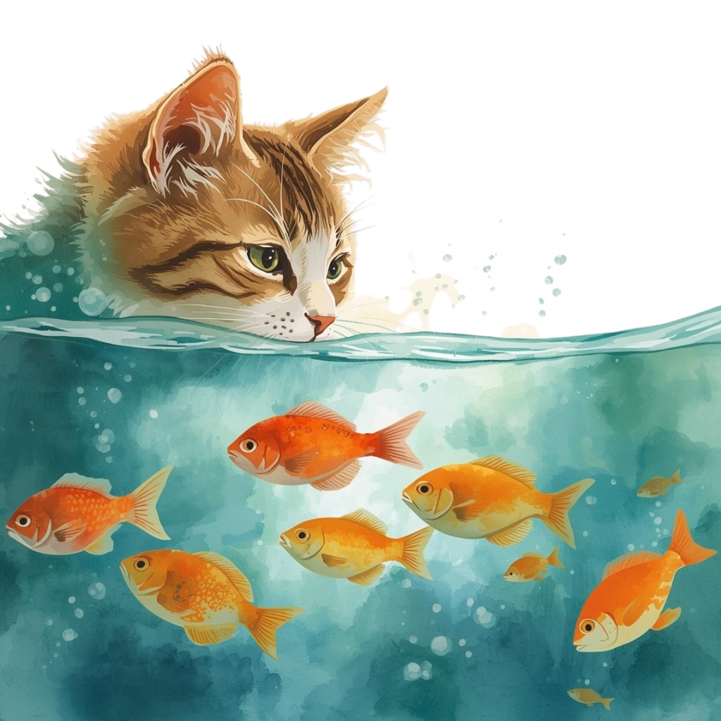 水彩画風 クリップアート猫 33枚セットPNG /Watercolor Style Cat Clipart Set – 33 PNG Images