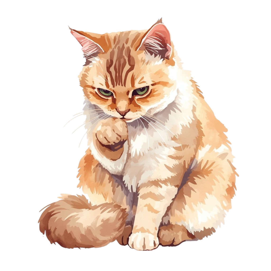 水彩画風 クリップアート猫 33枚セットPNG /Watercolor Style Cat Clipart Set – 33 PNG Images