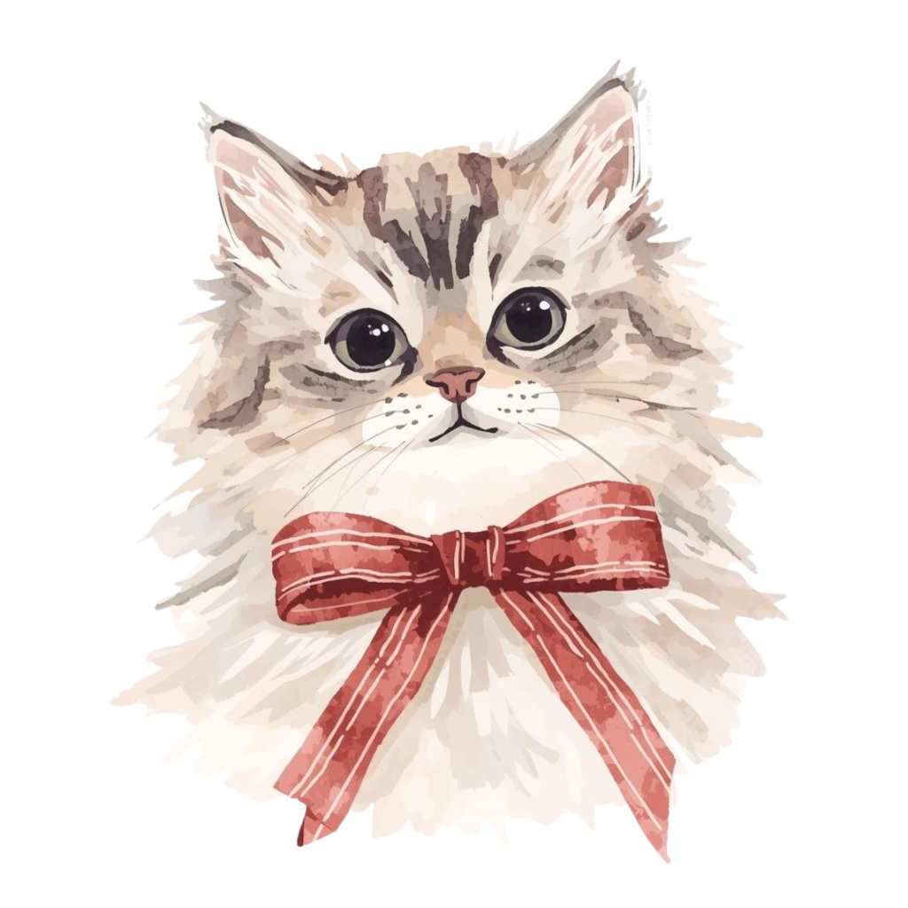 水彩画風 クリップアート猫 33枚セットPNG /Watercolor Style Cat Clipart Set – 33 PNG Images