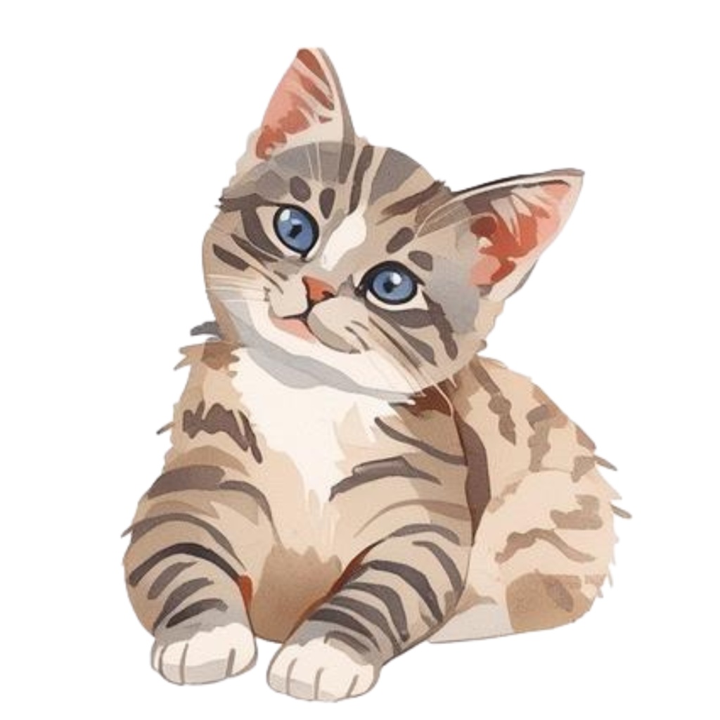 水彩画風 クリップアート猫 33枚セットPNG /Watercolor Style Cat Clipart Set – 33 PNG Images