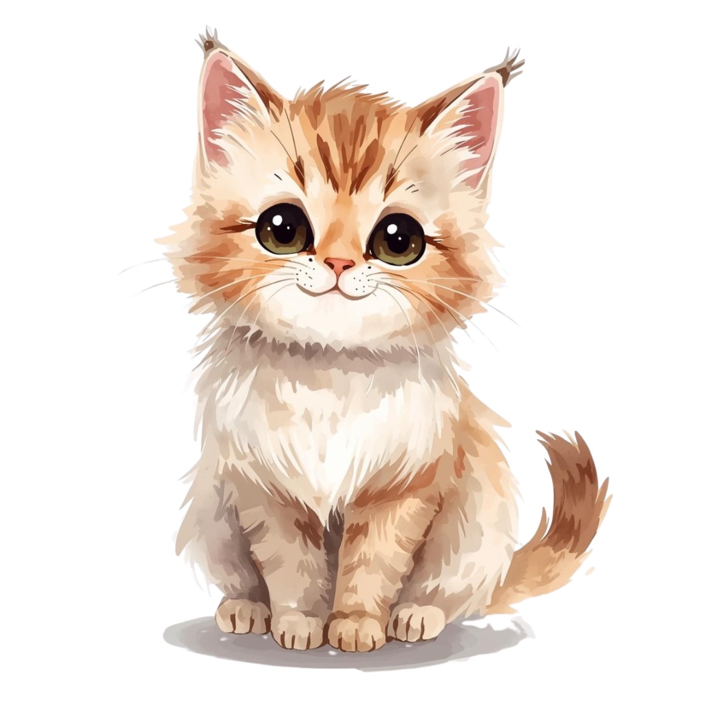 水彩画風 クリップアート猫 33枚セットPNG /Watercolor Style Cat Clipart Set – 33 PNG Images