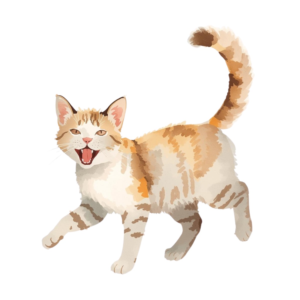 水彩画風 クリップアート猫 33枚セットPNG /Watercolor Style Cat Clipart Set – 33 PNG Images